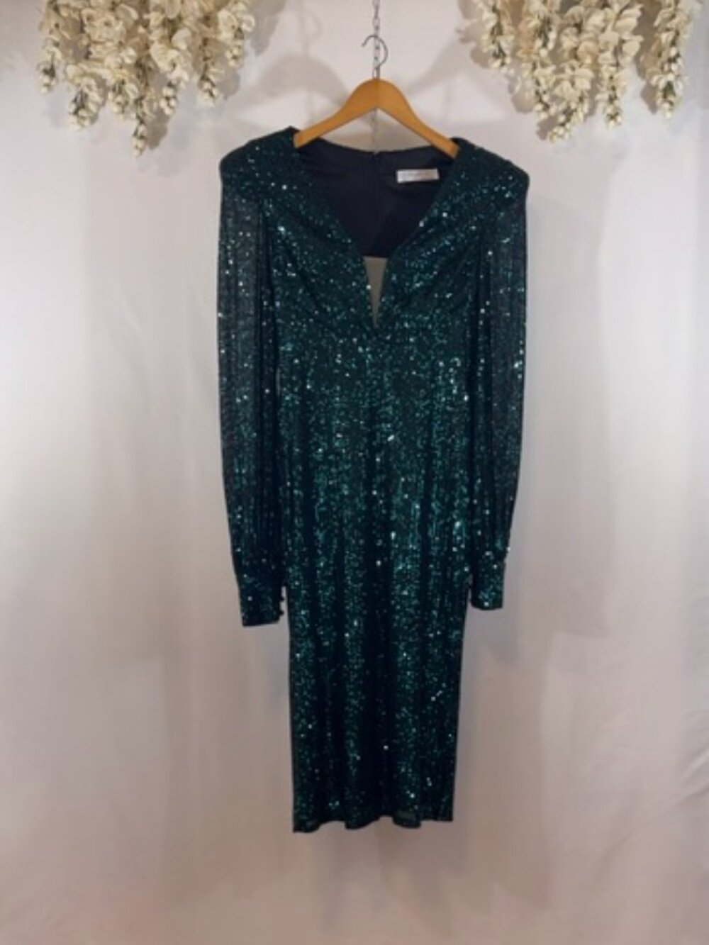 Ineen for MAC DUGGAL Size 4 Emerald Sequined Cocktail Dress  #26866